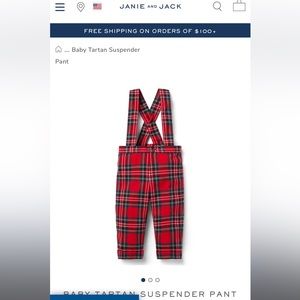 Janie and Jack baby tartan suspenders 12-18 months